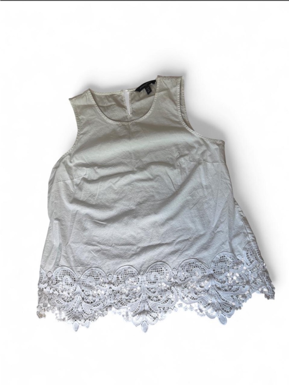 Banana Republic White Lace-Hem Sleeveless Tank
